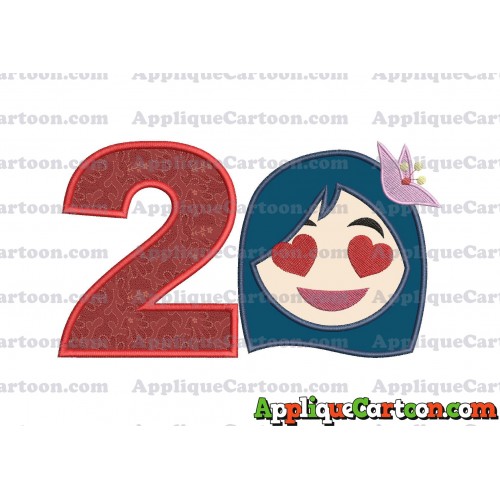 Mulan Emoji Applique Embroidery Design Birthday Number 2