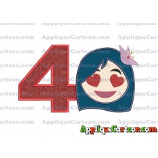 Mulan Emoji Applique Embroidery Design Birthday Number 4