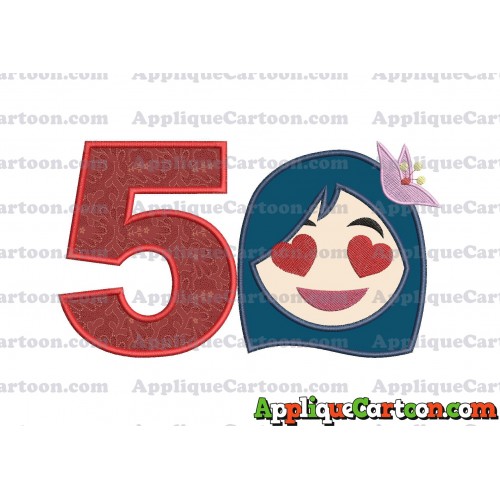 Mulan Emoji Applique Embroidery Design Birthday Number 5