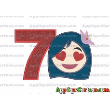 Mulan Emoji Applique Embroidery Design Birthday Number 7