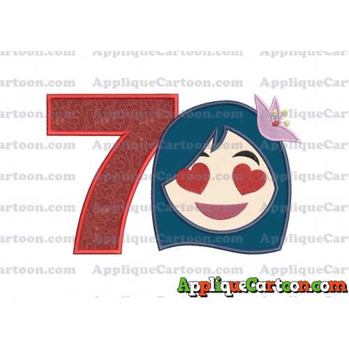 Mulan Emoji Applique Embroidery Design Birthday Number 7