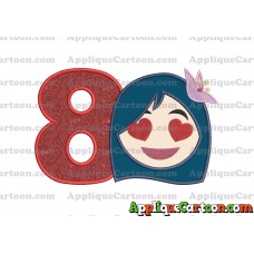 Mulan Emoji Applique Embroidery Design Birthday Number 8