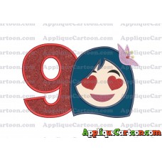 Mulan Emoji Applique Embroidery Design Birthday Number 9