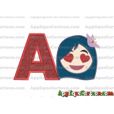 Mulan Emoji Applique Embroidery Design With Alphabet A