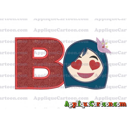 Mulan Emoji Applique Embroidery Design With Alphabet B