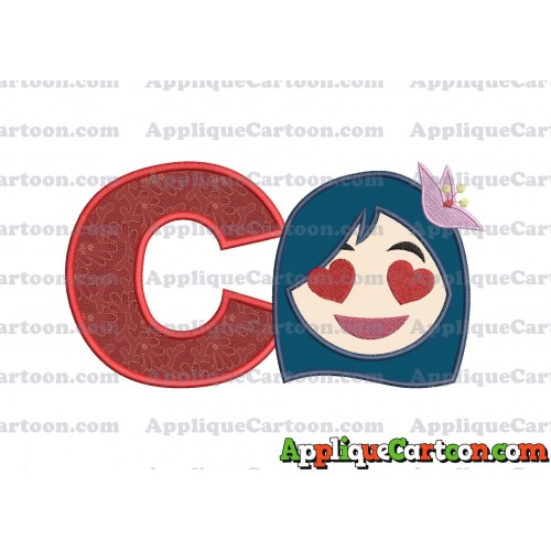Mulan Emoji Applique Embroidery Design With Alphabet C