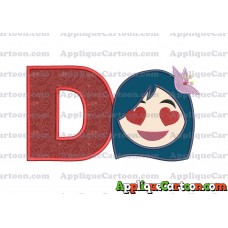 Mulan Emoji Applique Embroidery Design With Alphabet D