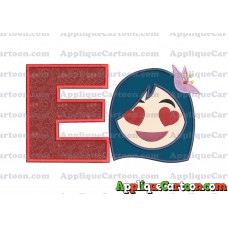 Mulan Emoji Applique Embroidery Design With Alphabet E