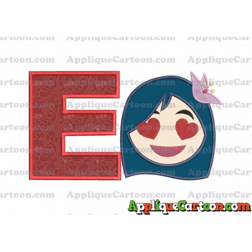 Mulan Emoji Applique Embroidery Design With Alphabet E