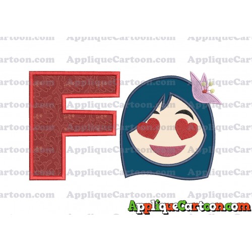 Mulan Emoji Applique Embroidery Design With Alphabet F