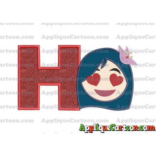 Mulan Emoji Applique Embroidery Design With Alphabet H