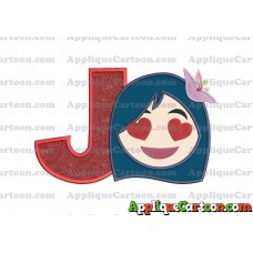 Mulan Emoji Applique Embroidery Design With Alphabet J