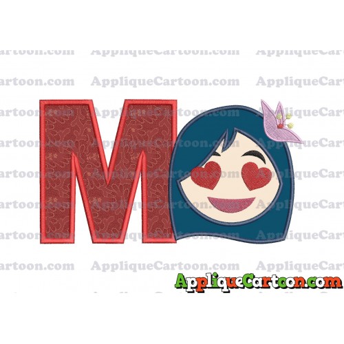 Mulan Emoji Applique Embroidery Design With Alphabet M