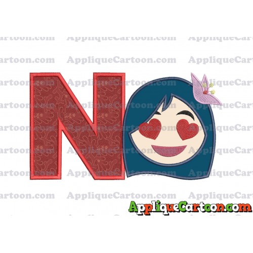Mulan Emoji Applique Embroidery Design With Alphabet N