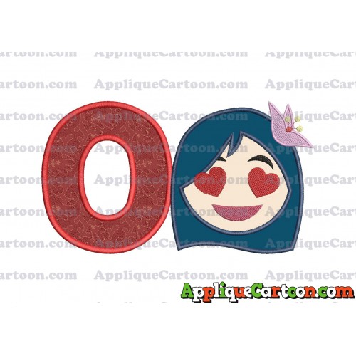 Mulan Emoji Applique Embroidery Design With Alphabet O