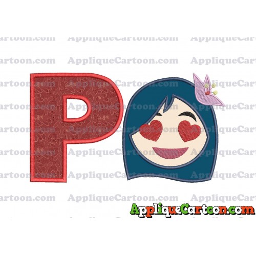 Mulan Emoji Applique Embroidery Design With Alphabet P