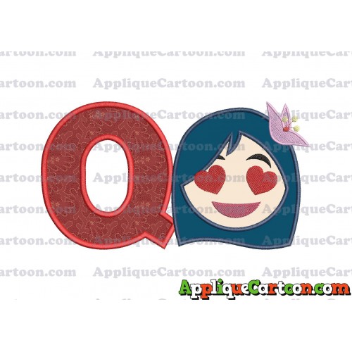 Mulan Emoji Applique Embroidery Design With Alphabet Q