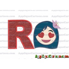 Mulan Emoji Applique Embroidery Design With Alphabet R