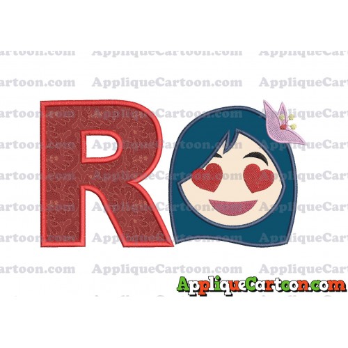 Mulan Emoji Applique Embroidery Design With Alphabet R