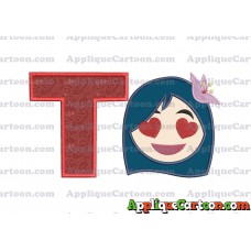 Mulan Emoji Applique Embroidery Design With Alphabet T