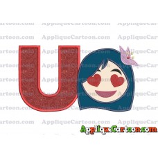 Mulan Emoji Applique Embroidery Design With Alphabet U