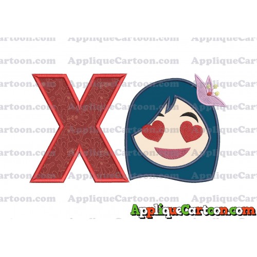 Mulan Emoji Applique Embroidery Design With Alphabet X