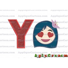 Mulan Emoji Applique Embroidery Design With Alphabet Y