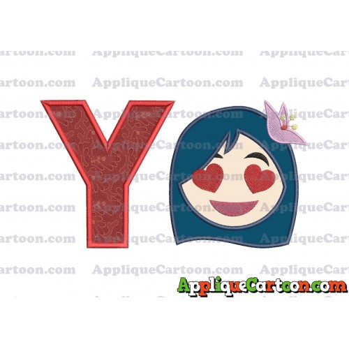 Mulan Emoji Applique Embroidery Design With Alphabet Y