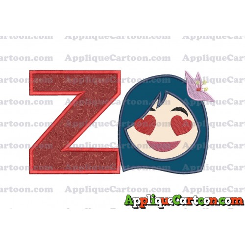 Mulan Emoji Applique Embroidery Design With Alphabet Z