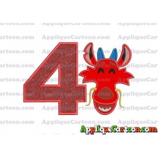 Mushu Emoji Applique Embroidery Design Birthday Number 4