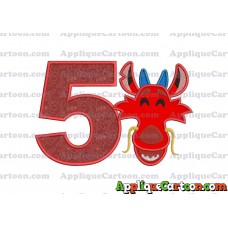 Mushu Emoji Applique Embroidery Design Birthday Number 5