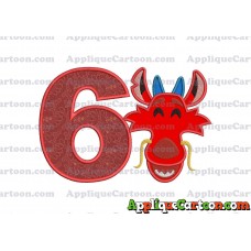 Mushu Emoji Applique Embroidery Design Birthday Number 6