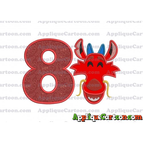 Mushu Emoji Applique Embroidery Design Birthday Number 8