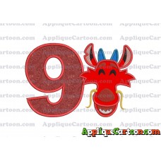 Mushu Emoji Applique Embroidery Design Birthday Number 9