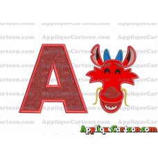 Mushu Emoji Applique Embroidery Design With Alphabet A