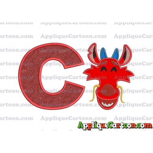 Mushu Emoji Applique Embroidery Design With Alphabet C