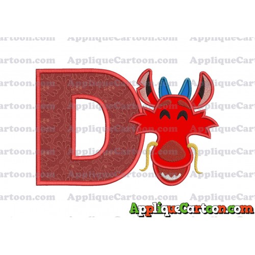 Mushu Emoji Applique Embroidery Design With Alphabet D