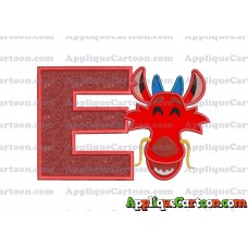 Mushu Emoji Applique Embroidery Design With Alphabet E