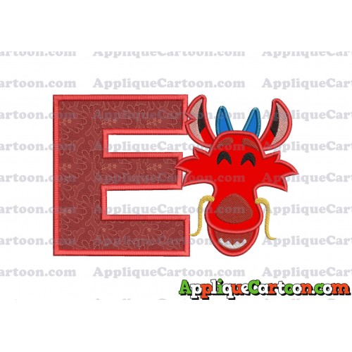 Mushu Emoji Applique Embroidery Design With Alphabet E