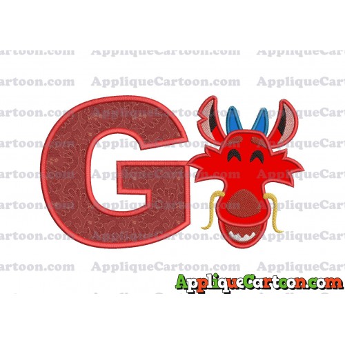 Mushu Emoji Applique Embroidery Design With Alphabet G