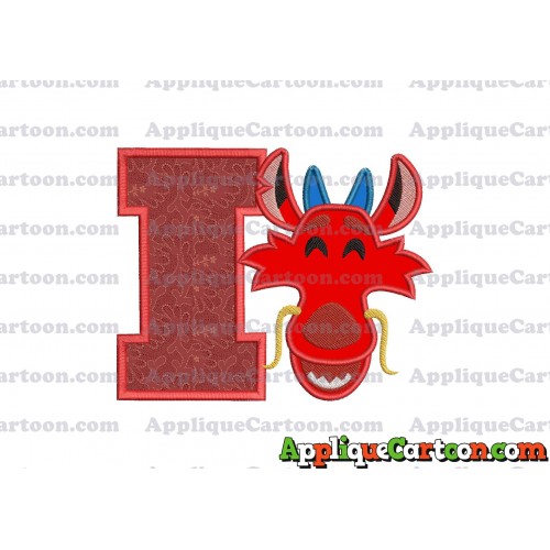 Mushu Emoji Applique Embroidery Design With Alphabet I