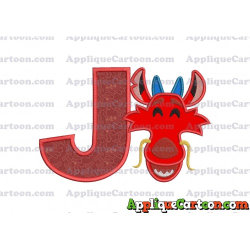 Mushu Emoji Applique Embroidery Design With Alphabet J