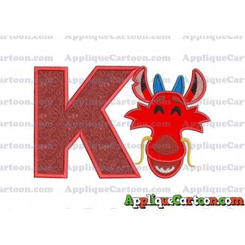 Mushu Emoji Applique Embroidery Design With Alphabet K