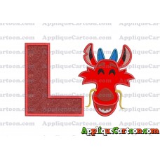 Mushu Emoji Applique Embroidery Design With Alphabet L