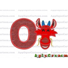 Mushu Emoji Applique Embroidery Design With Alphabet O