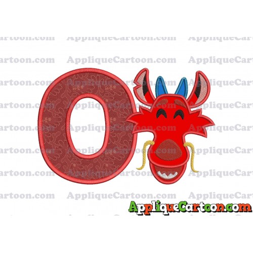 Mushu Emoji Applique Embroidery Design With Alphabet O