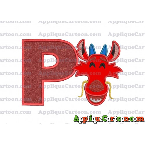 Mushu Emoji Applique Embroidery Design With Alphabet P