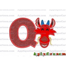 Mushu Emoji Applique Embroidery Design With Alphabet Q