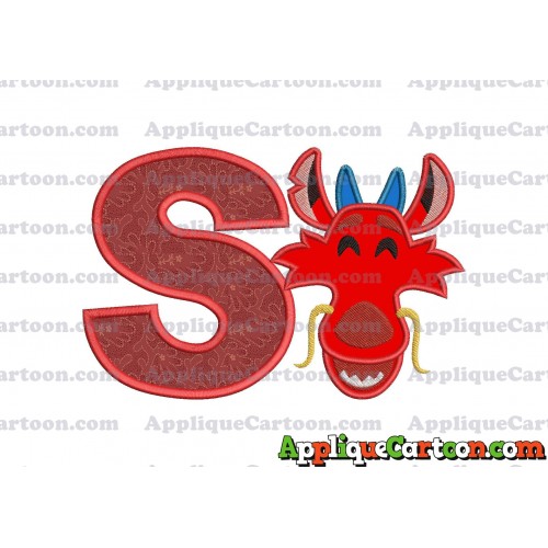 Mushu Emoji Applique Embroidery Design With Alphabet S
