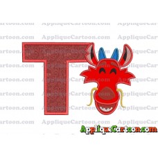Mushu Emoji Applique Embroidery Design With Alphabet T